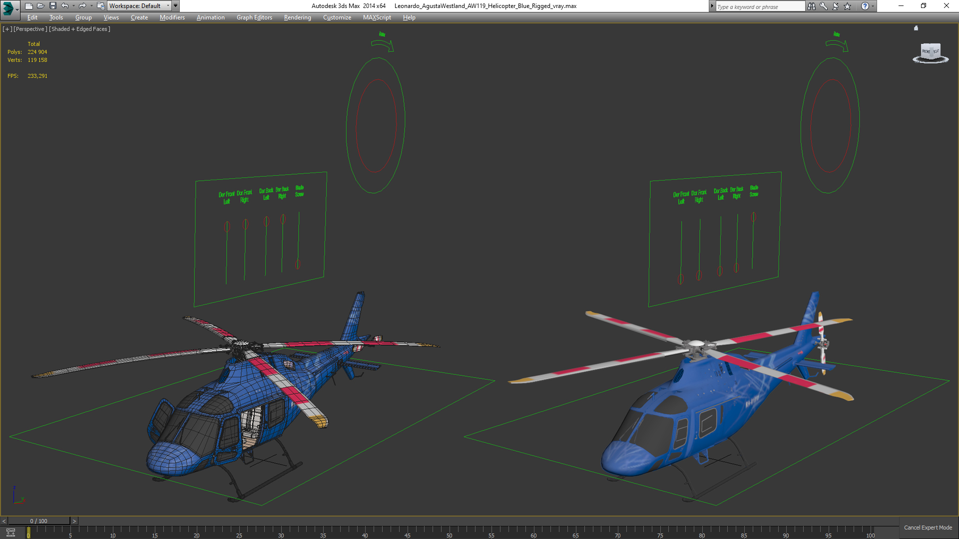 3D Leonardo AgustaWestland AW119 Helicopter Blue Rigged for Maya