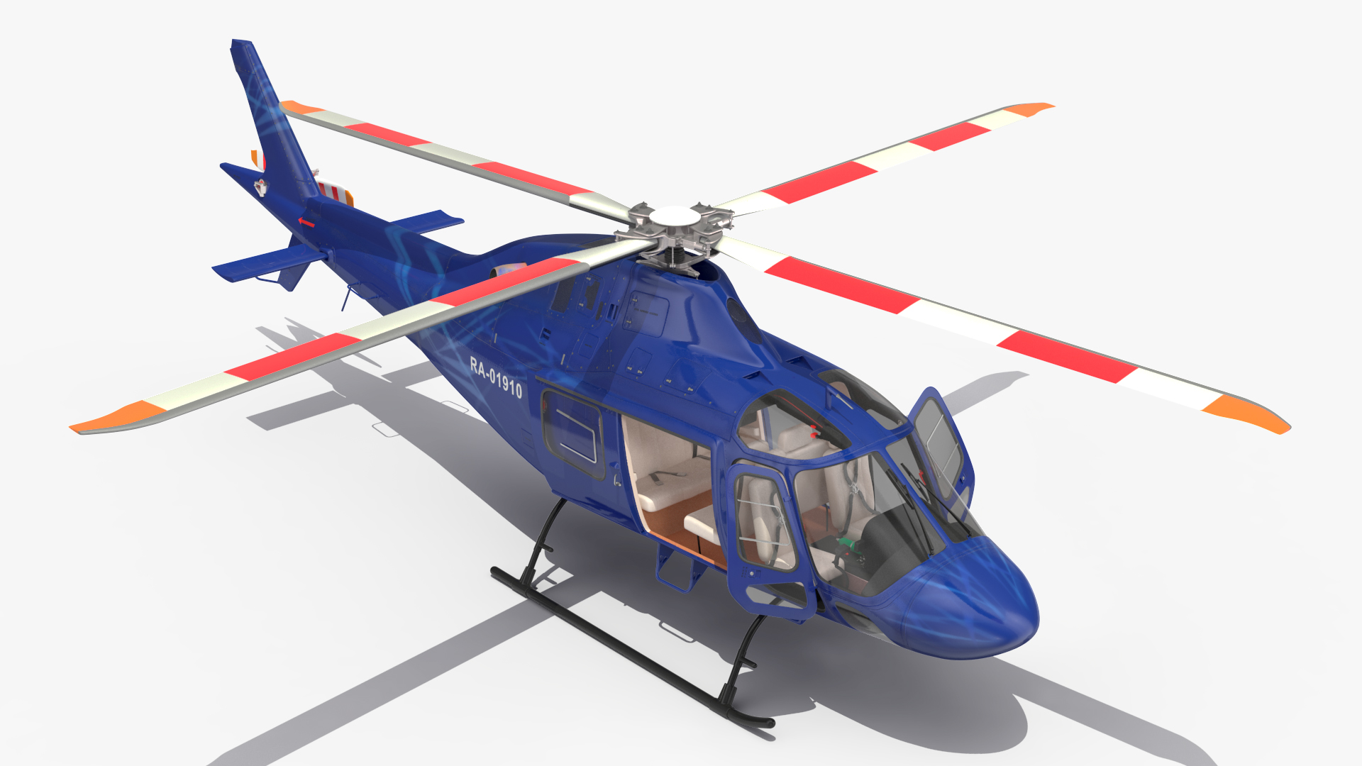 3D Leonardo AgustaWestland AW119 Helicopter Blue Rigged for Maya