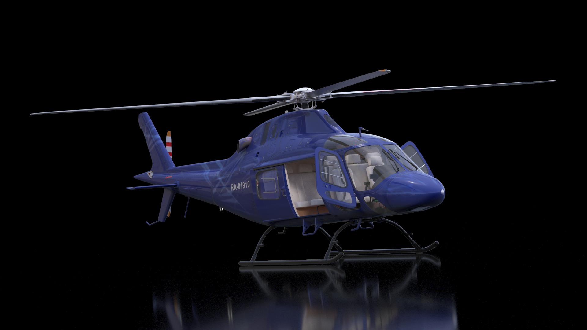 3D Leonardo AgustaWestland AW119 Helicopter Blue Rigged for Maya
