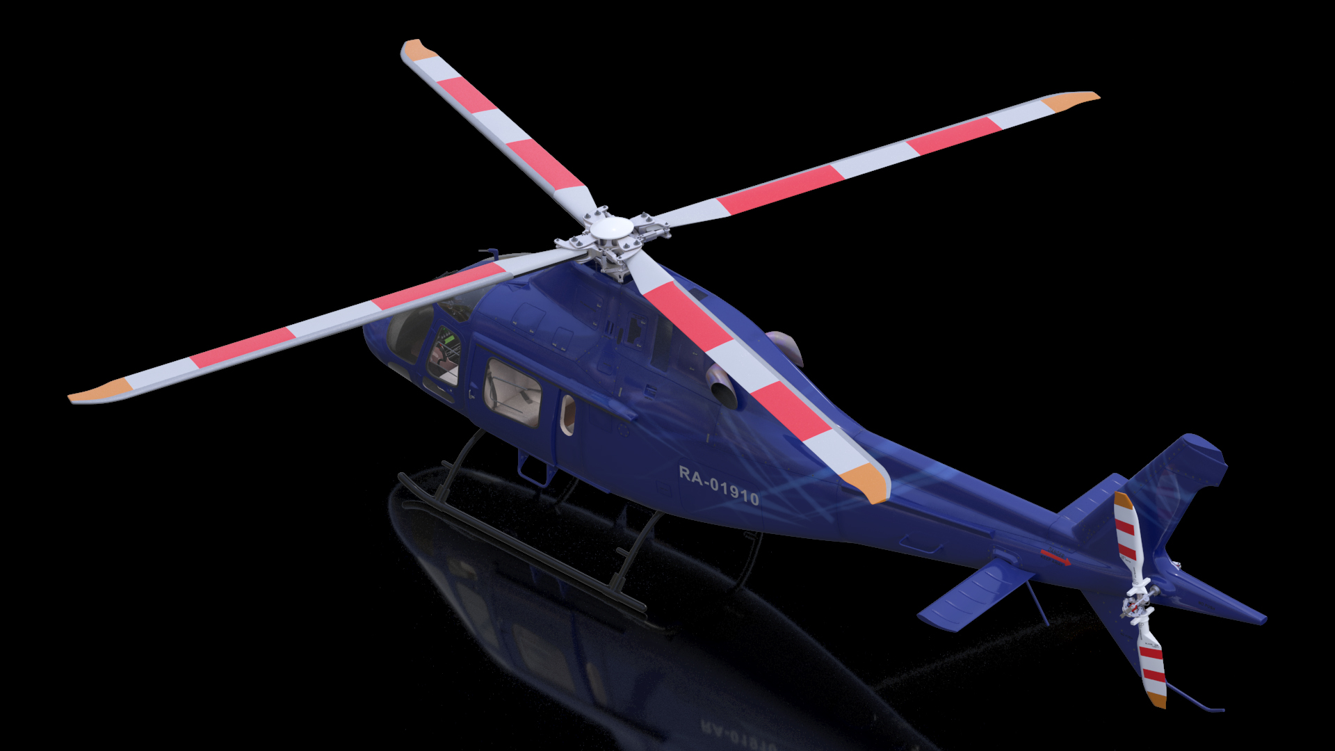 3D Leonardo AgustaWestland AW119 Helicopter Blue Rigged for Maya