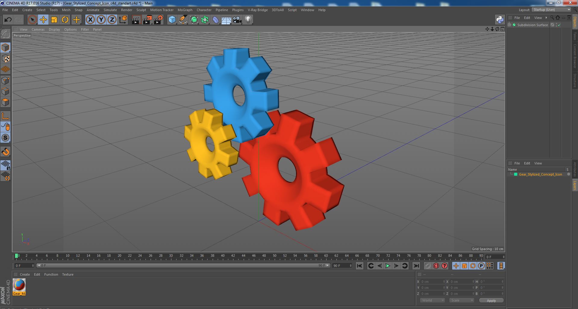 3D Gear Stylized Concept Icon