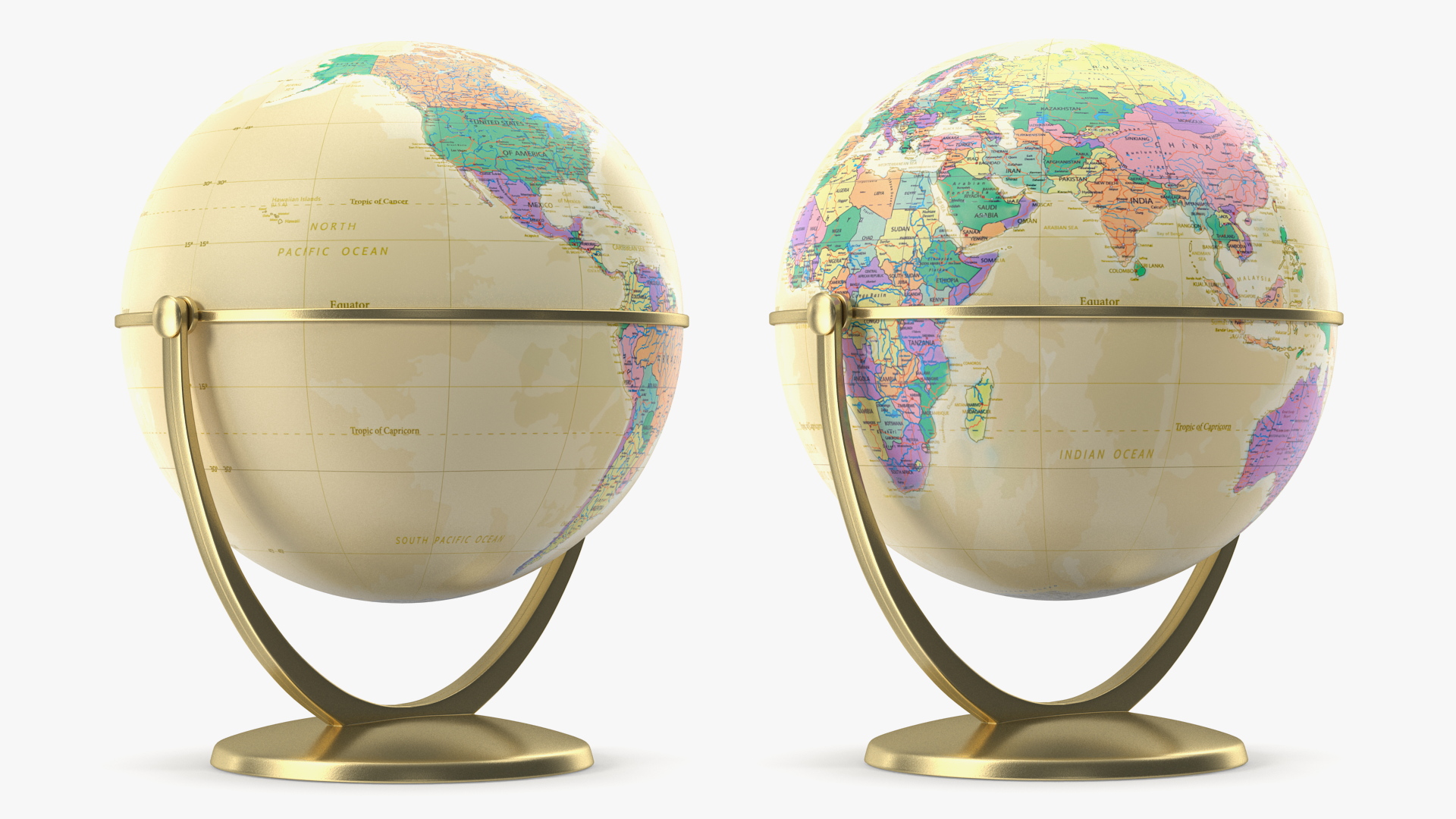 3D model Vintage World Globe with Stand