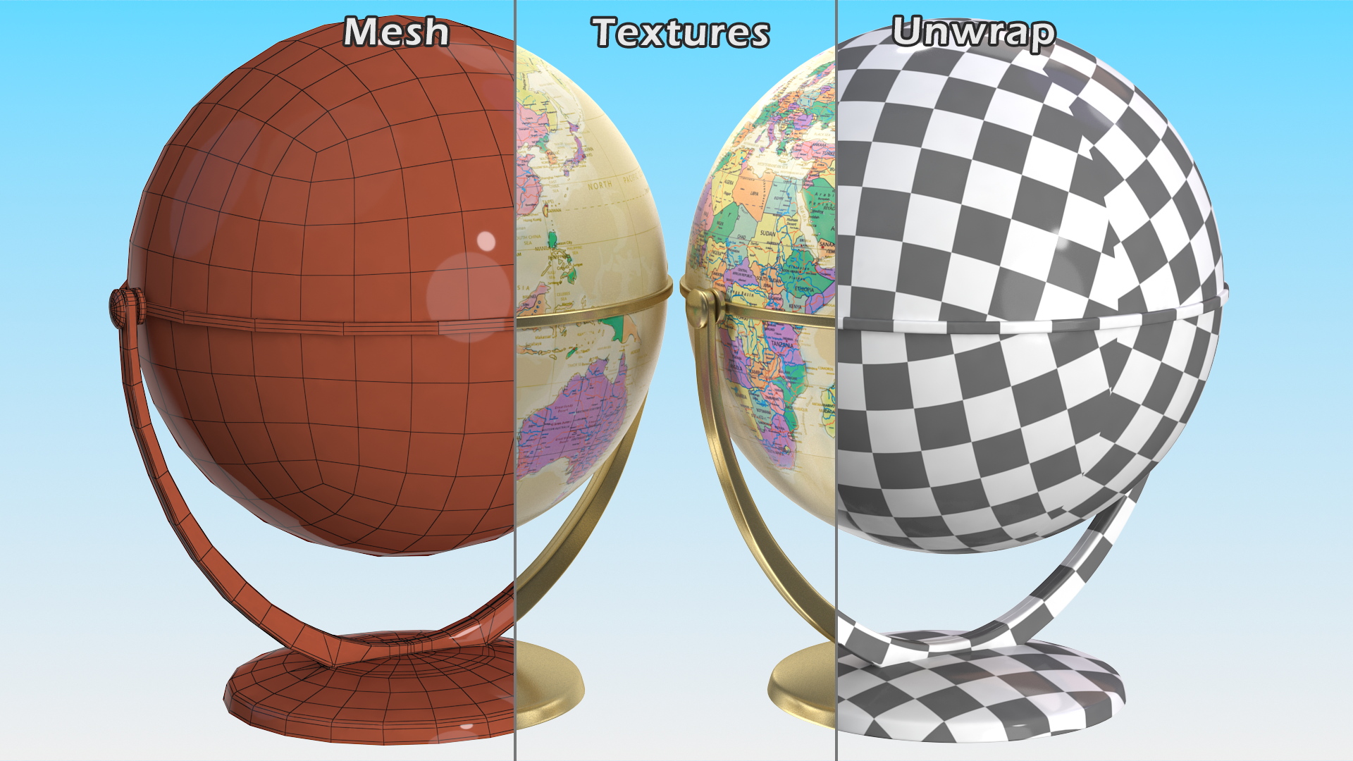 3D model Vintage World Globe with Stand