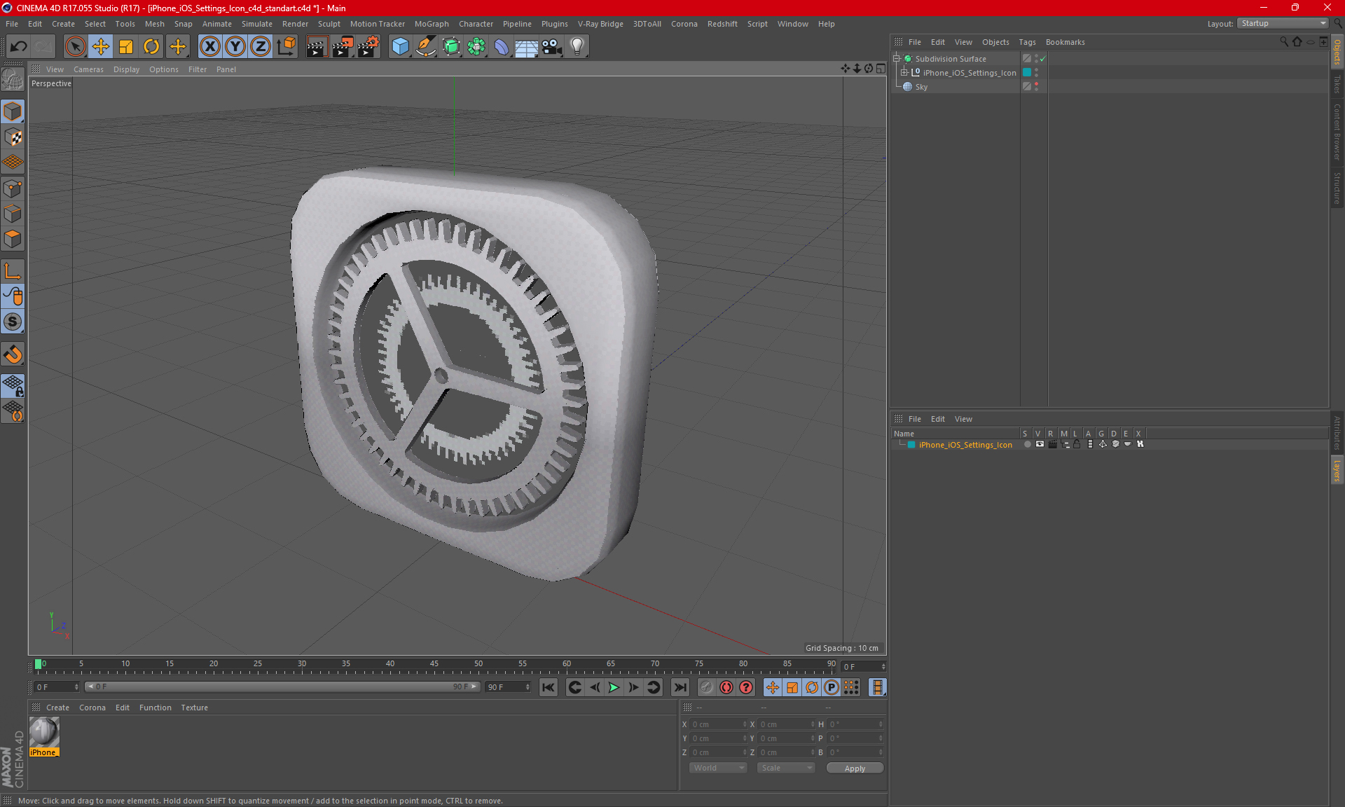 iPhone iOS Settings Icon 3D model