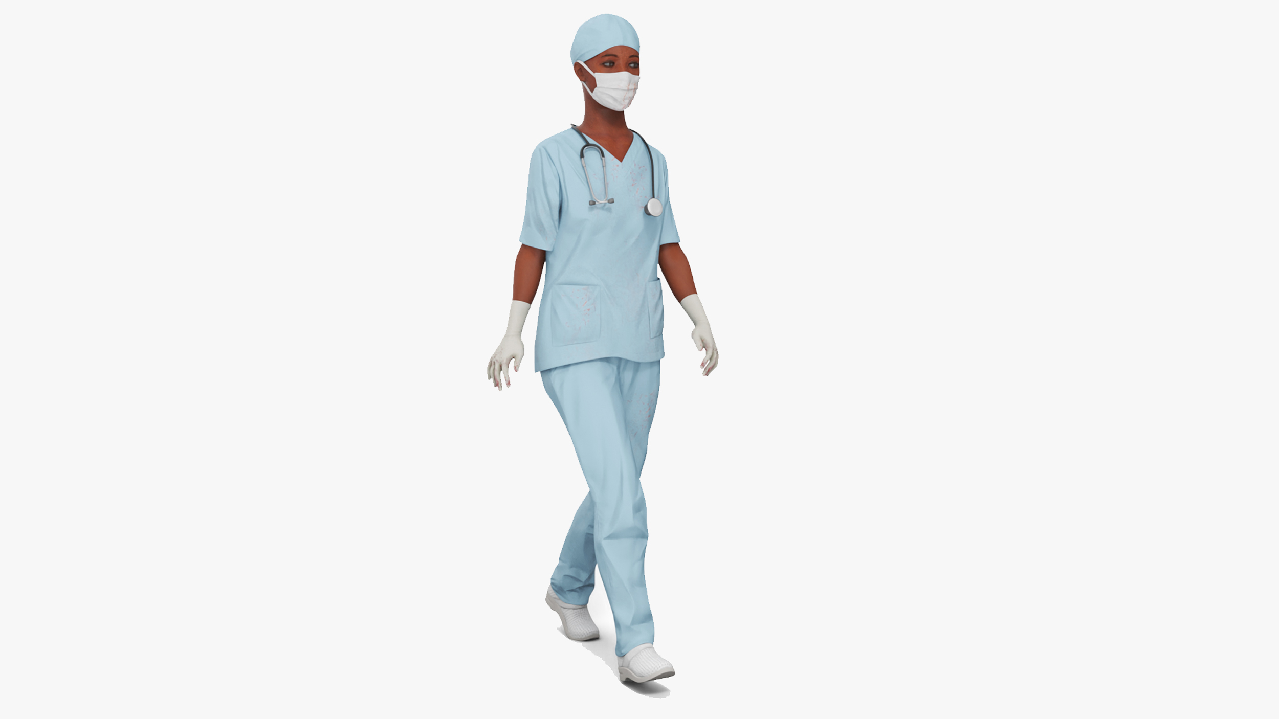 3D Female Nurse with Stethoscope and Surgical Mask Rigged for Maya model