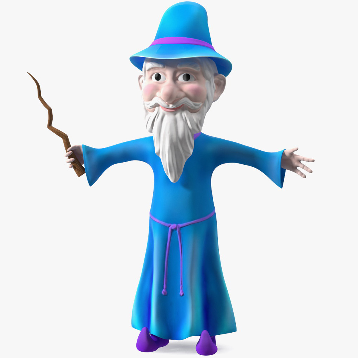 Old Wizard Cartoon Character Rigged for Maya 3D model