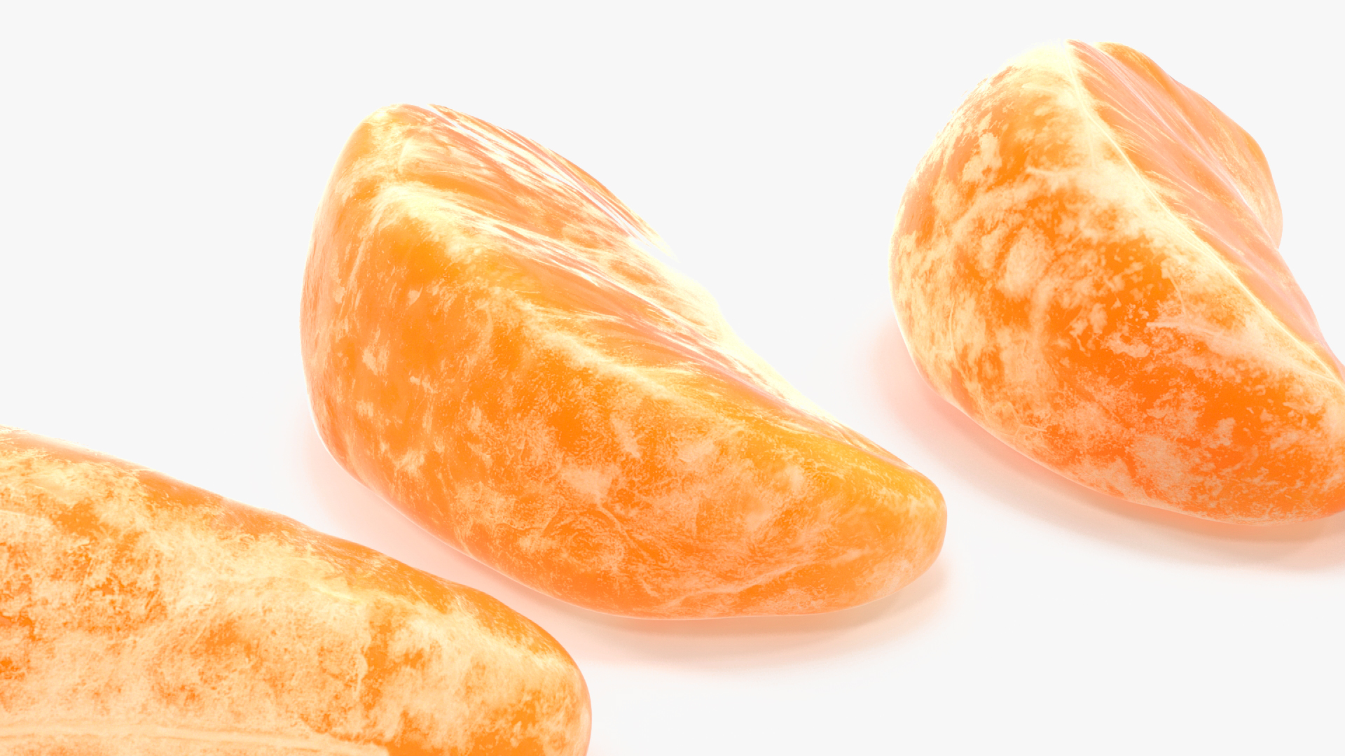 3D Slices of Peeled Orange Tangerine Fruit in Sun Form
