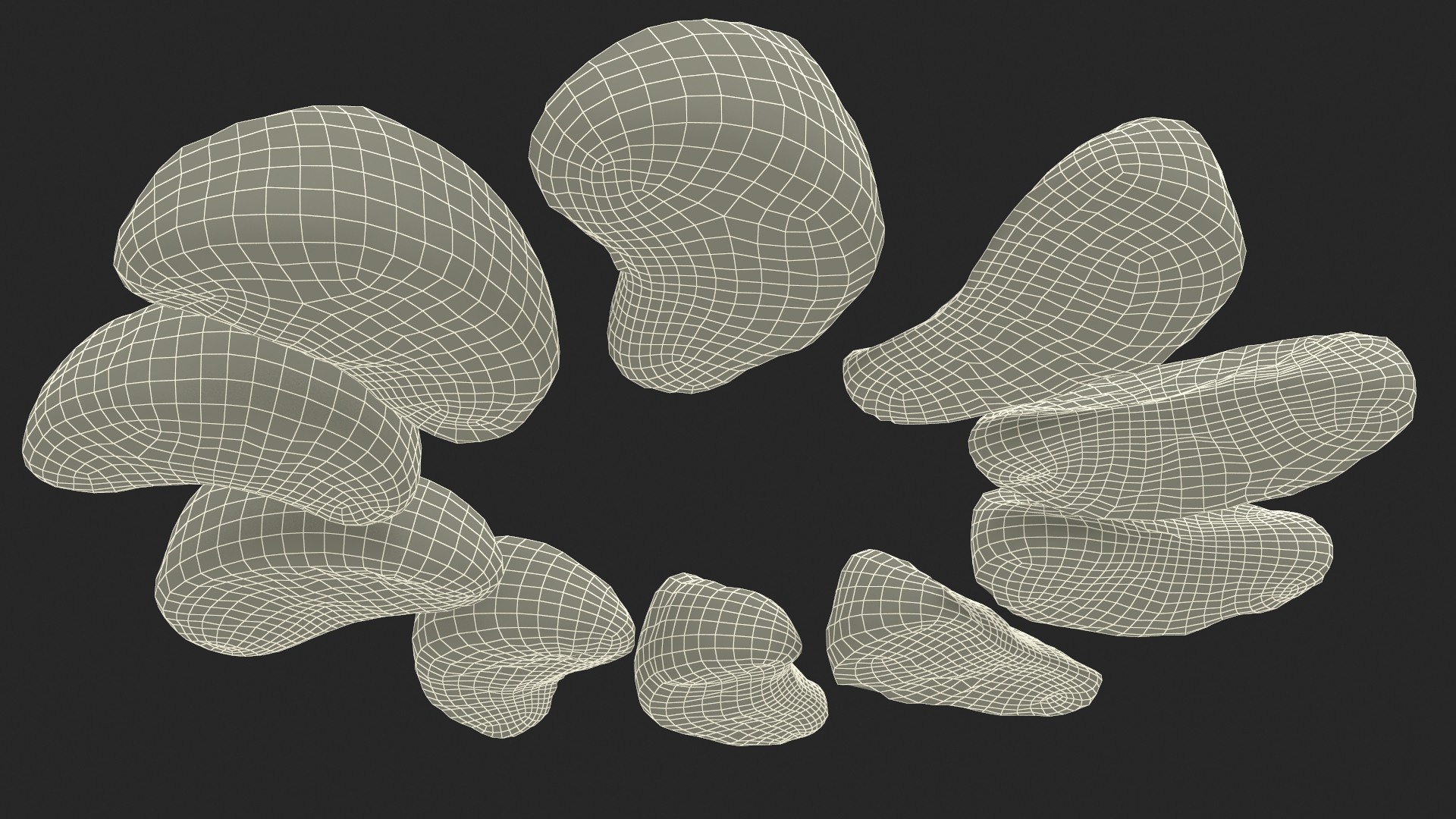 3D Slices of Peeled Orange Tangerine Fruit in Sun Form