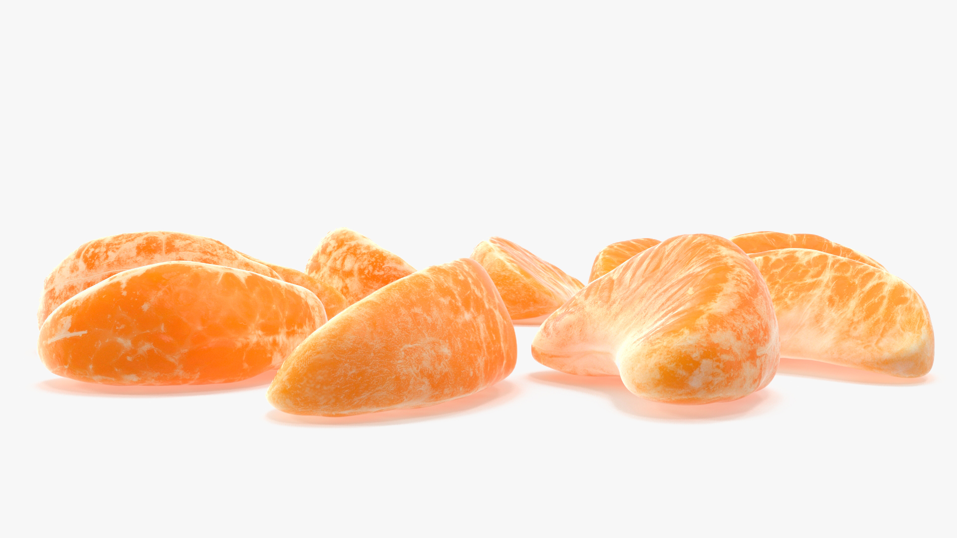 3D Slices of Peeled Orange Tangerine Fruit in Sun Form