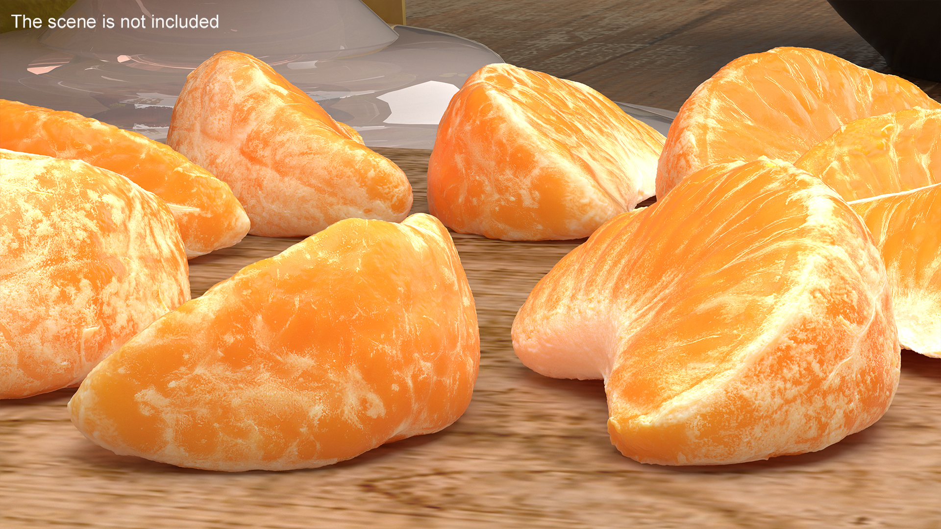 3D Slices of Peeled Orange Tangerine Fruit in Sun Form