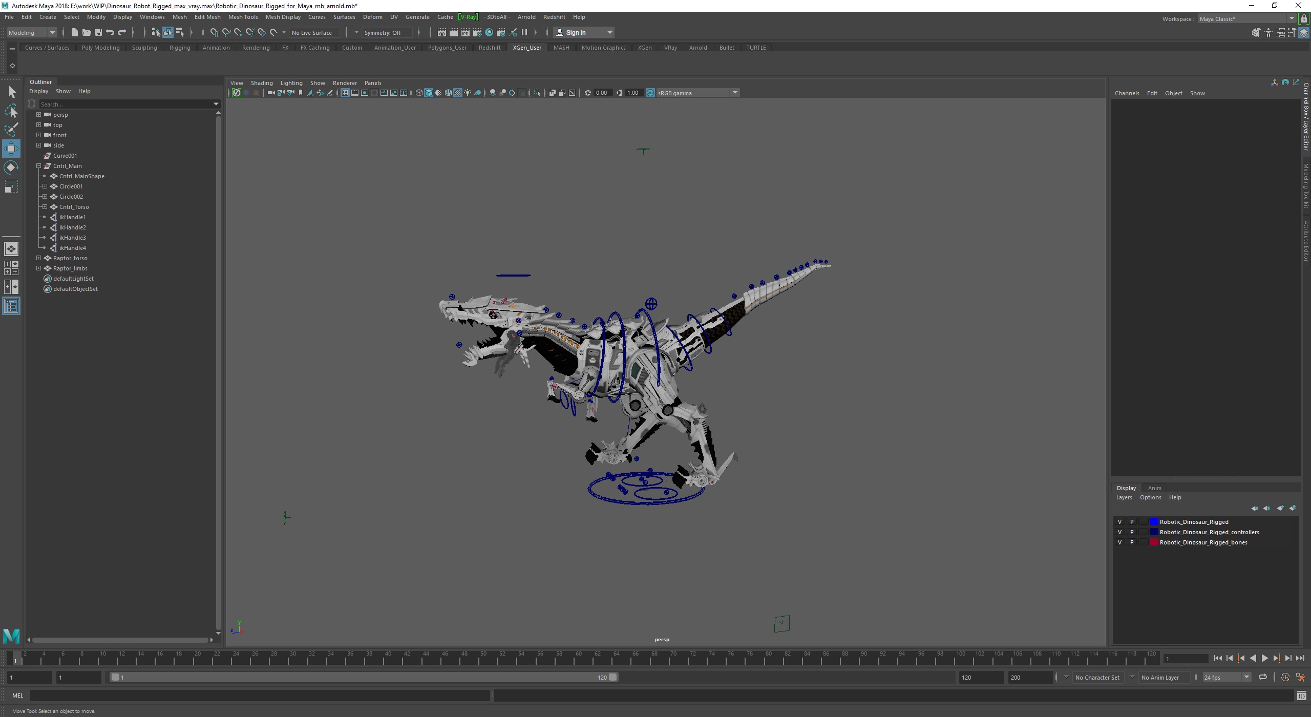 3D model Dinosaur Robot Rigged for Maya