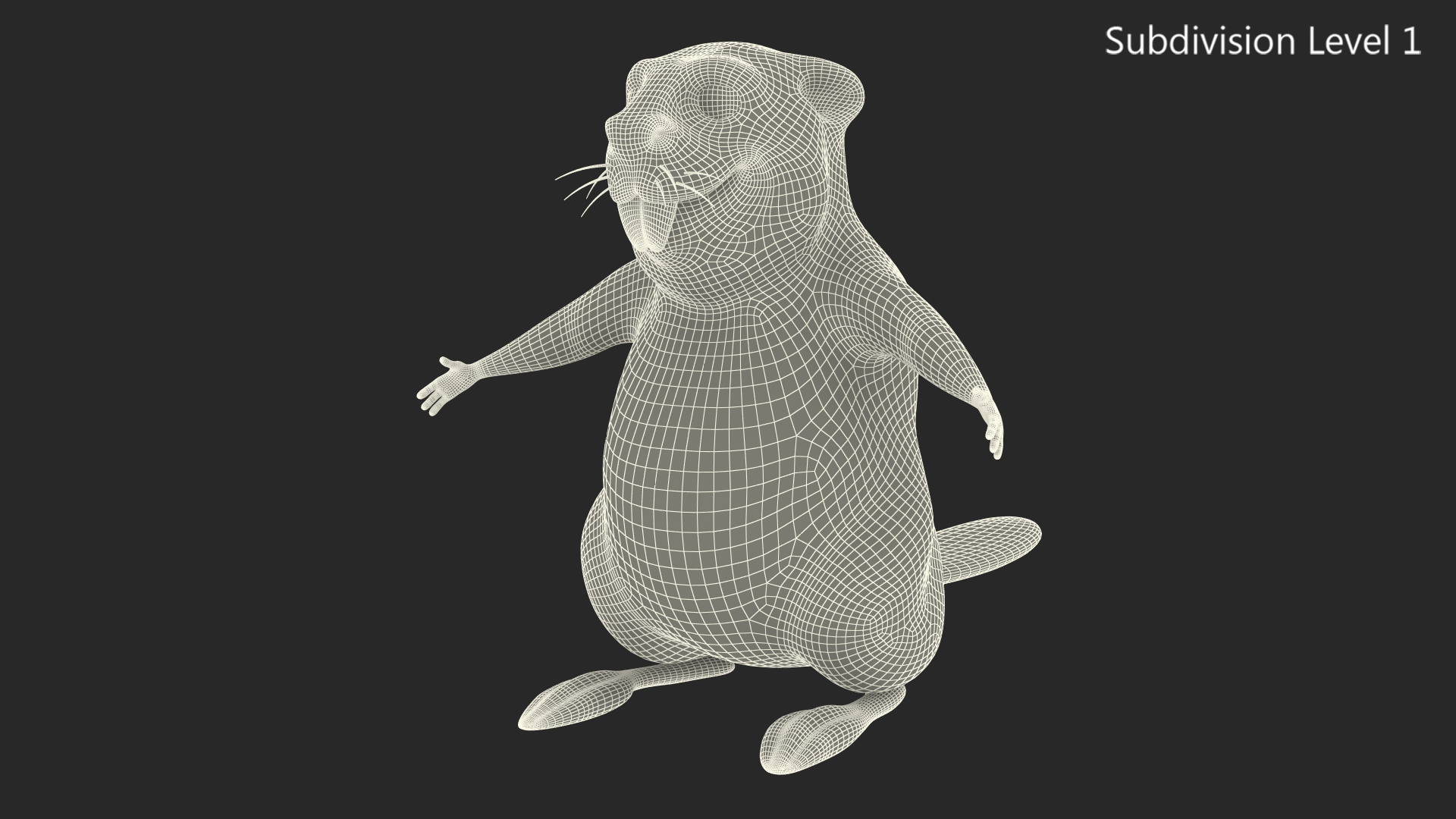 Cartoon Beaver Neutral Pose 3D