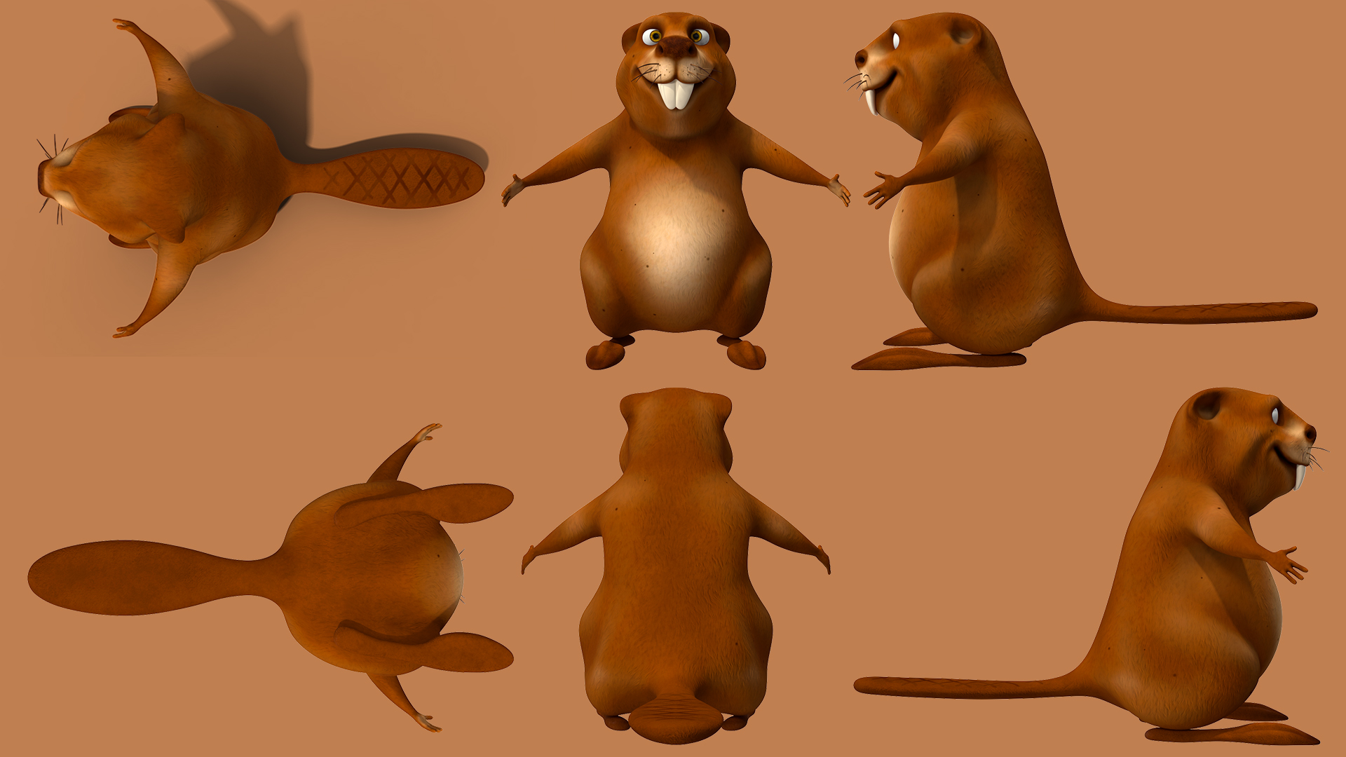 Cartoon Beaver Neutral Pose 3D