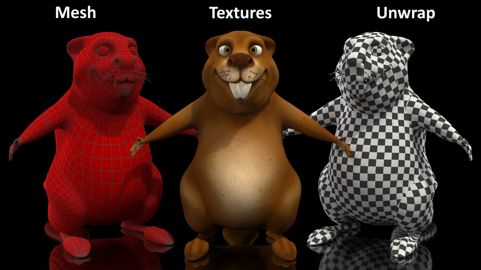Cartoon Beaver Neutral Pose 3D