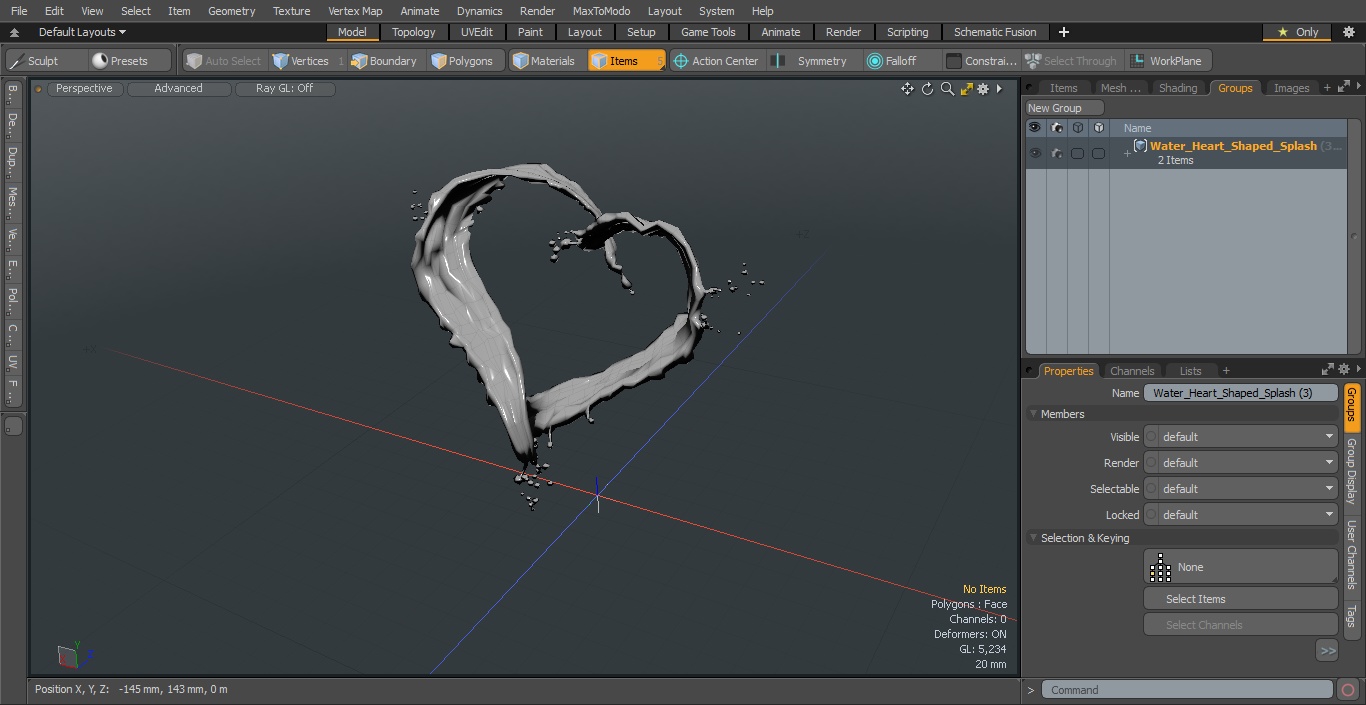 3D model Water Heart Shaped Splash