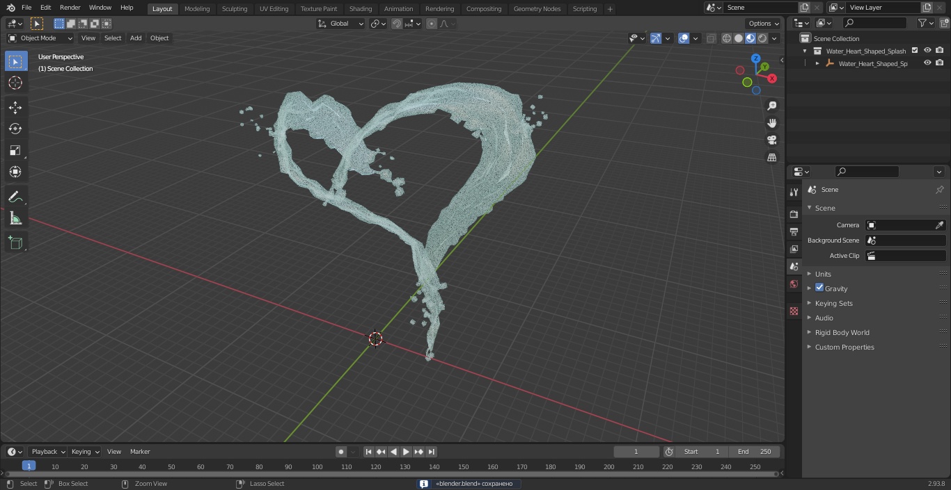 3D model Water Heart Shaped Splash