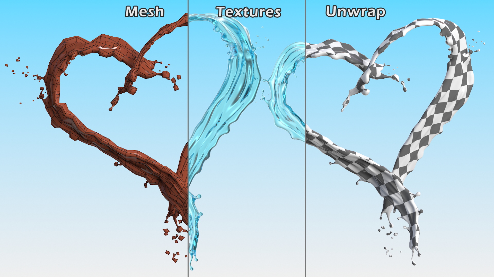 3D model Water Heart Shaped Splash