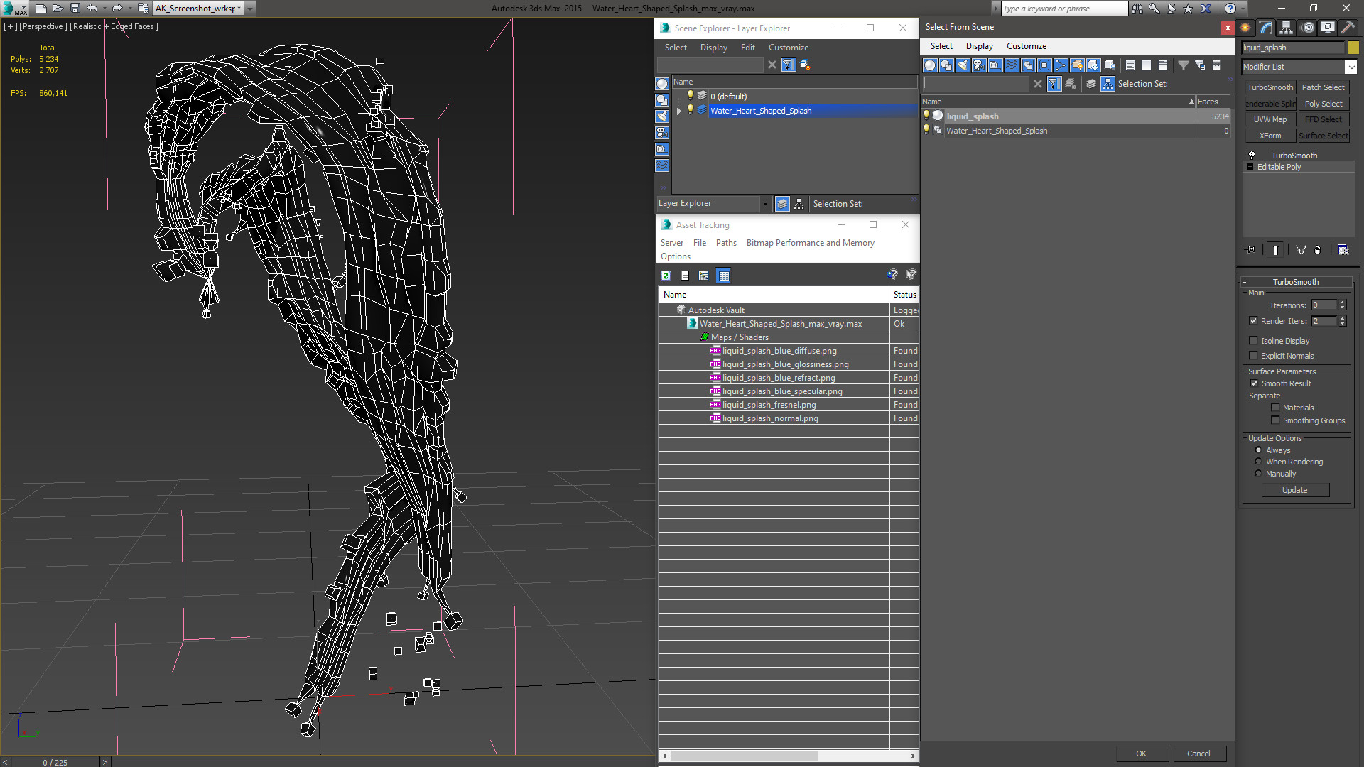 3D model Water Heart Shaped Splash
