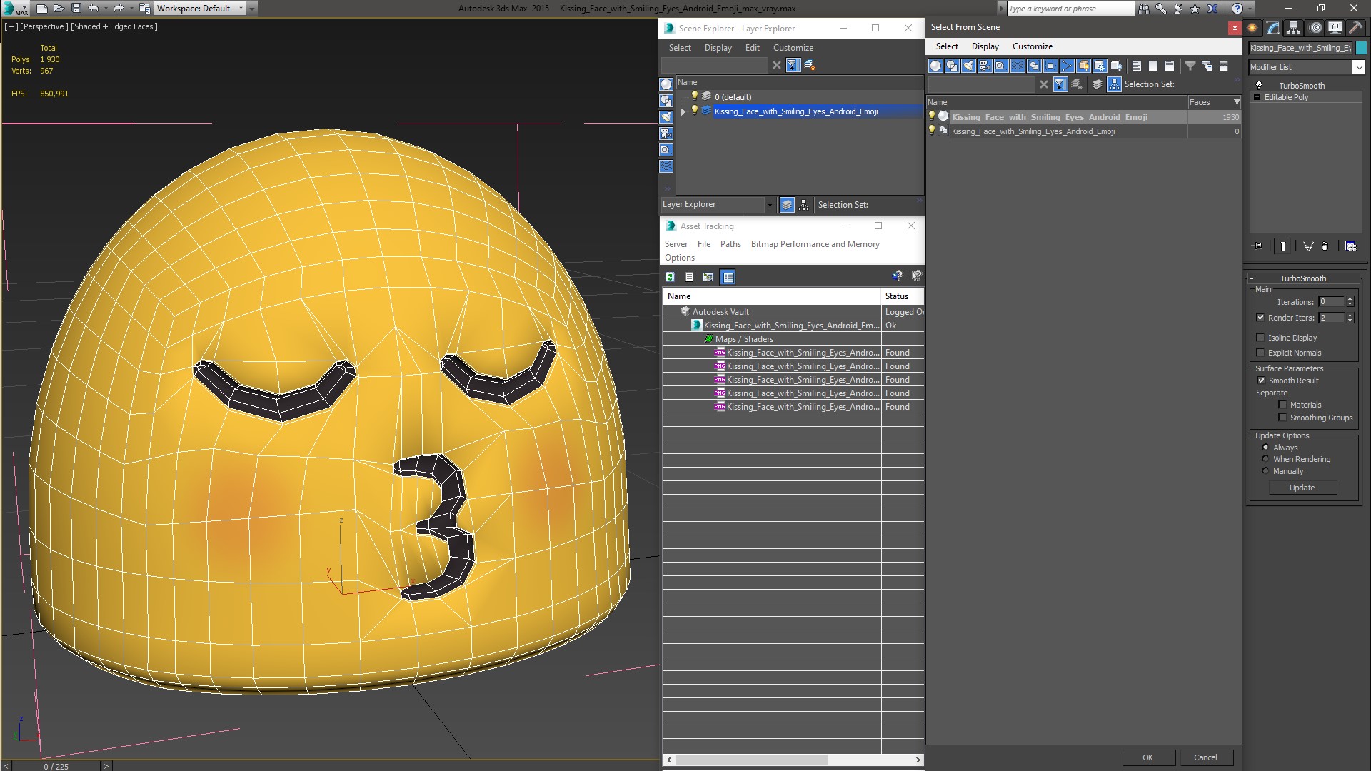 Kissing Face with Smiling Eyes Android Emoji 3D model