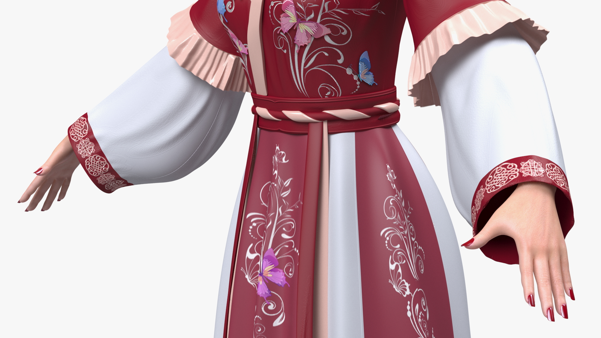 3D Chinese Woman in Traditional Clothes A-pose model