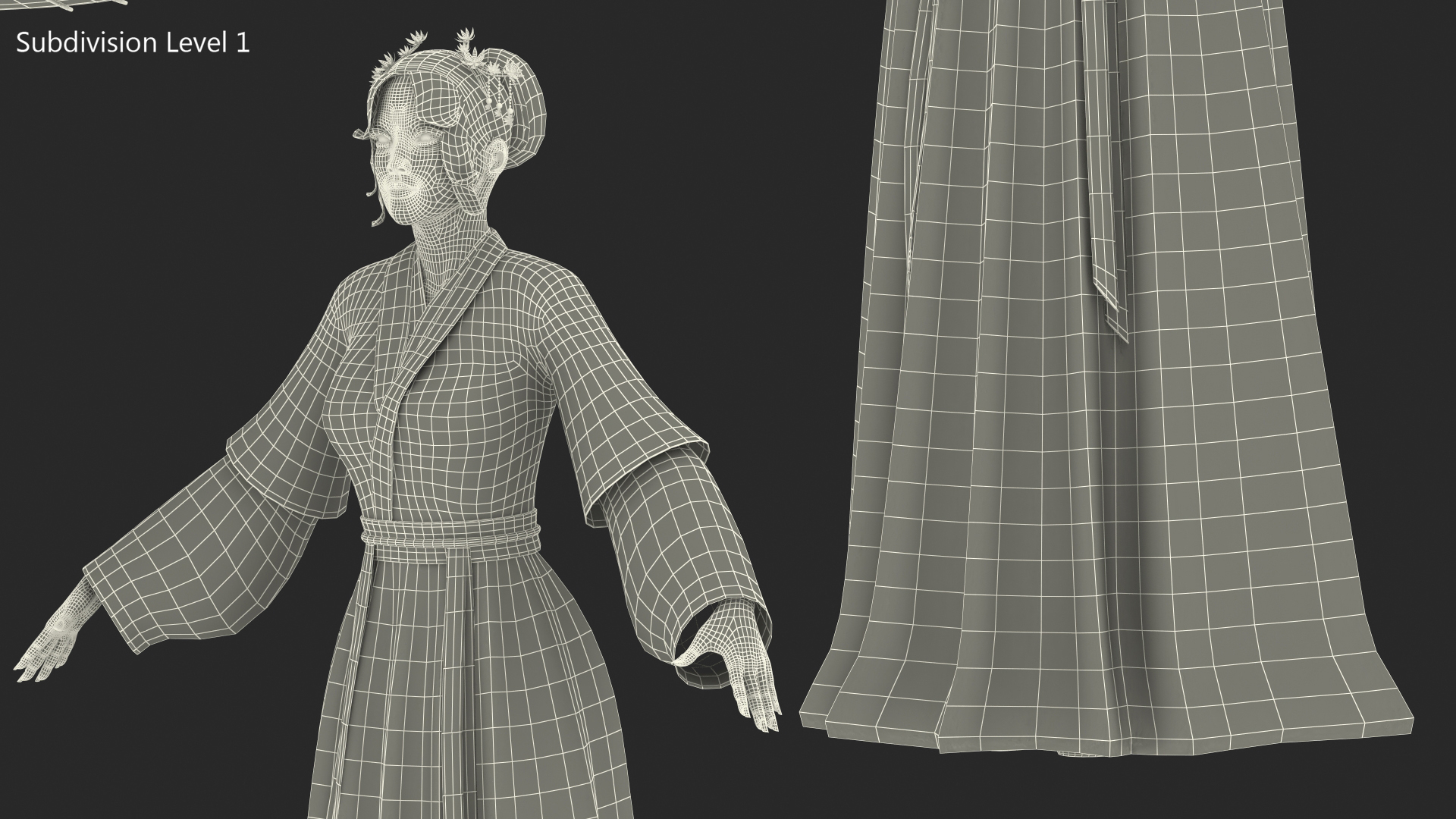 3D Chinese Woman in Traditional Clothes A-pose model