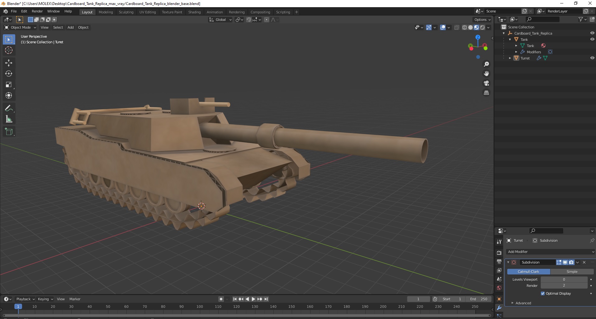 Cardboard Tank Replica 3D