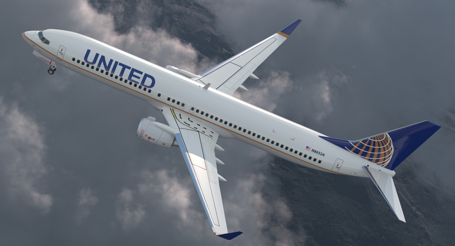 Boeing 737 900 ER United Airlines with Cabin 3D model