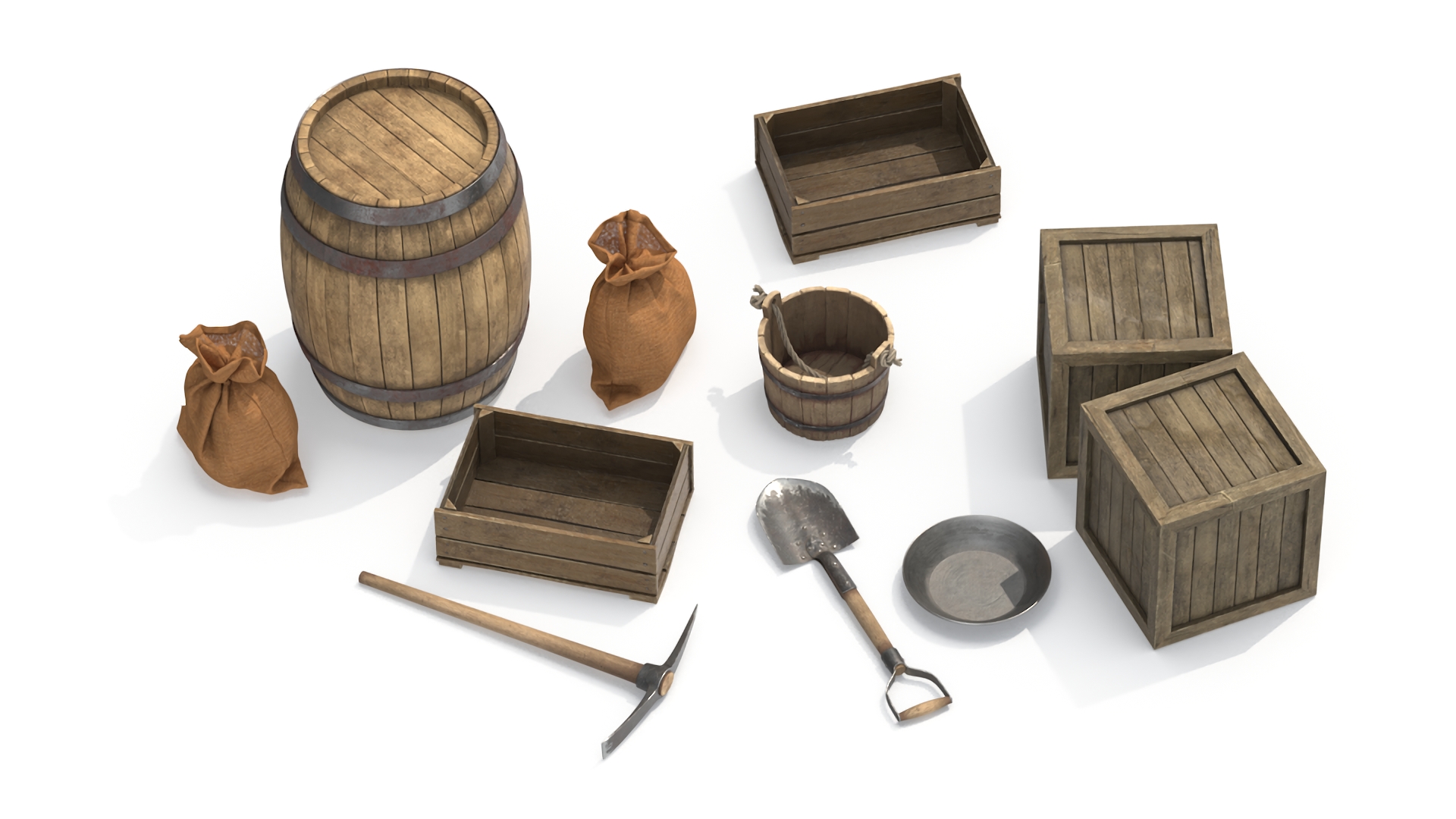 Gold Rush Miner with Wagon and Horses 3D