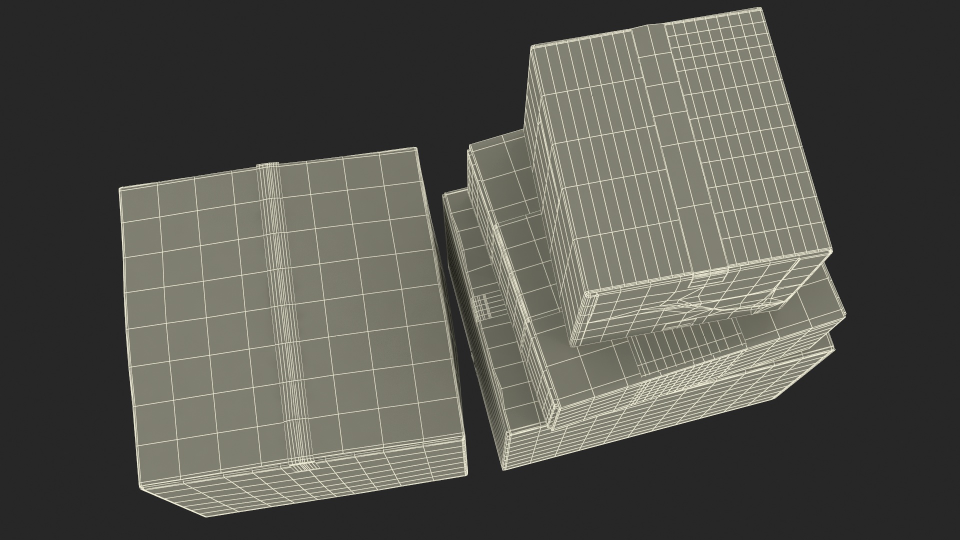 3D Stacked Cardboard Boxes model