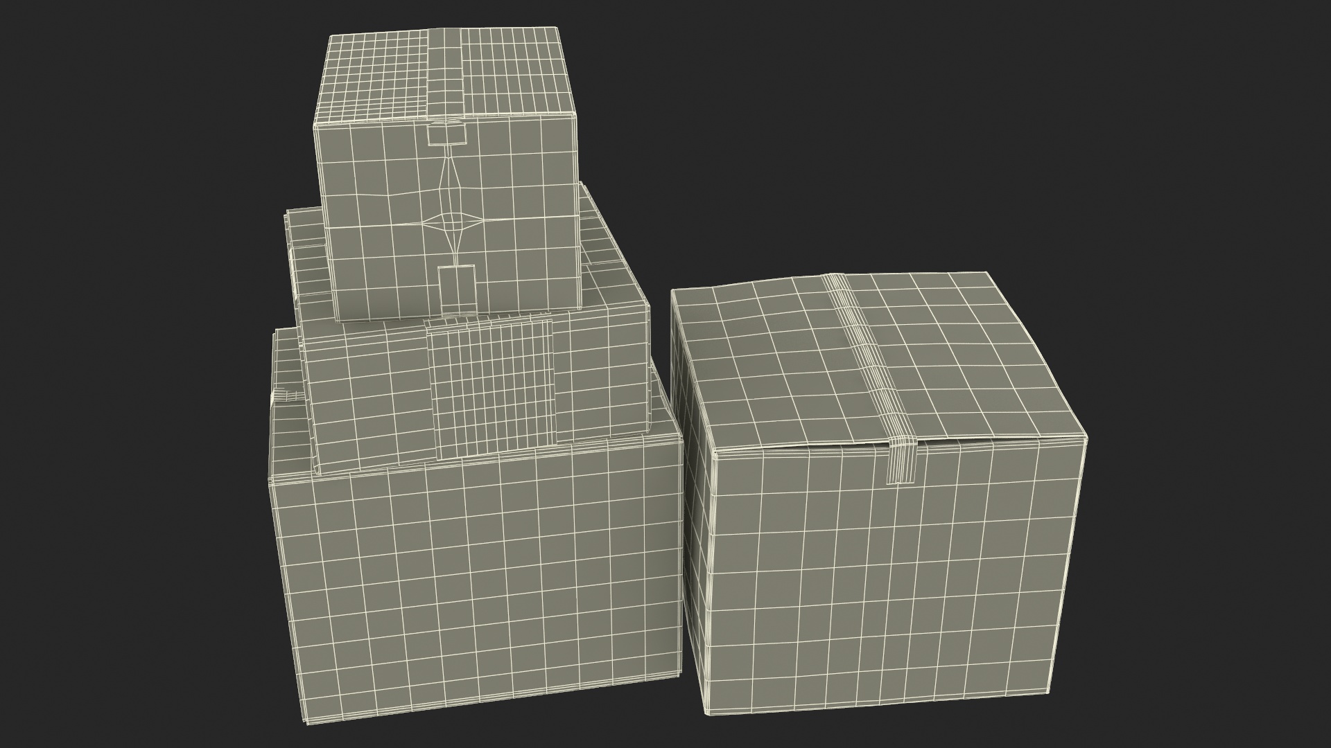 3D Stacked Cardboard Boxes model