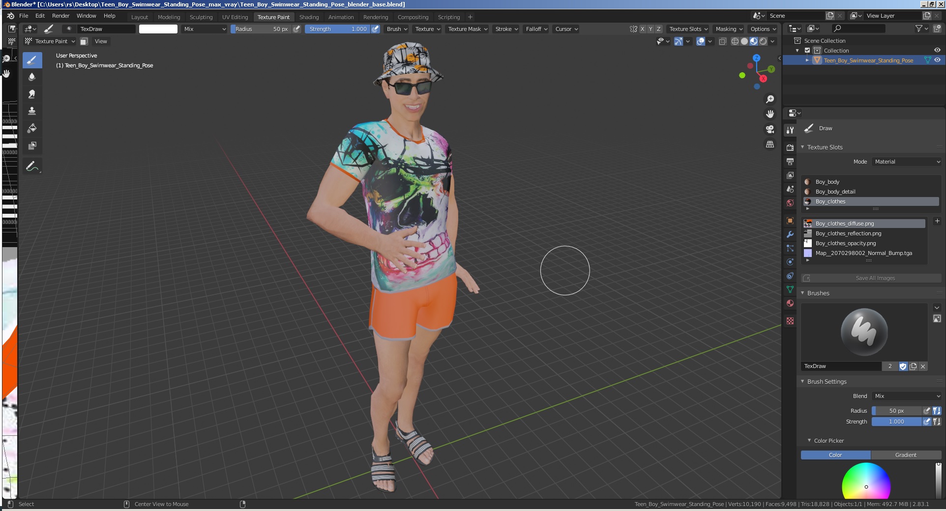 3D Teen Boy Swimwear Standing Pose