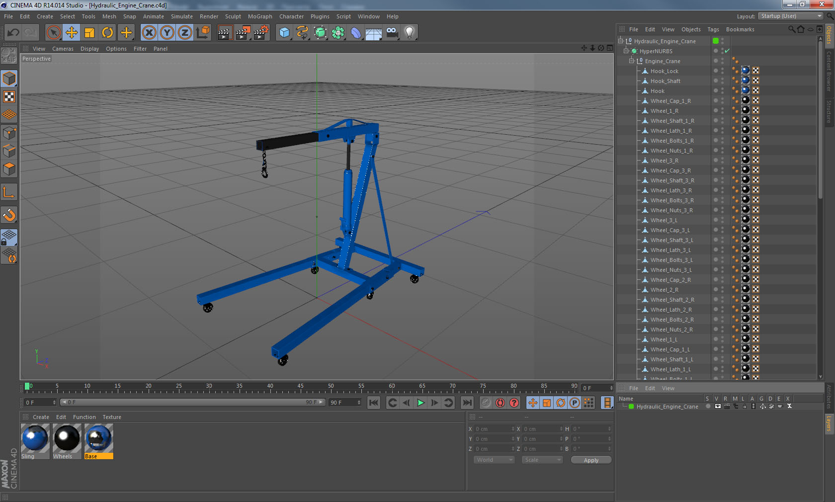 Hydraulic Engine Crane 3D