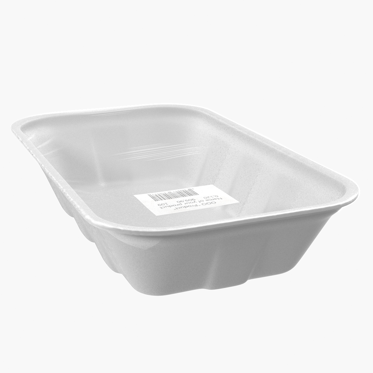 Wrapped White Styrofoam Food Tray 3D Model, view 3
