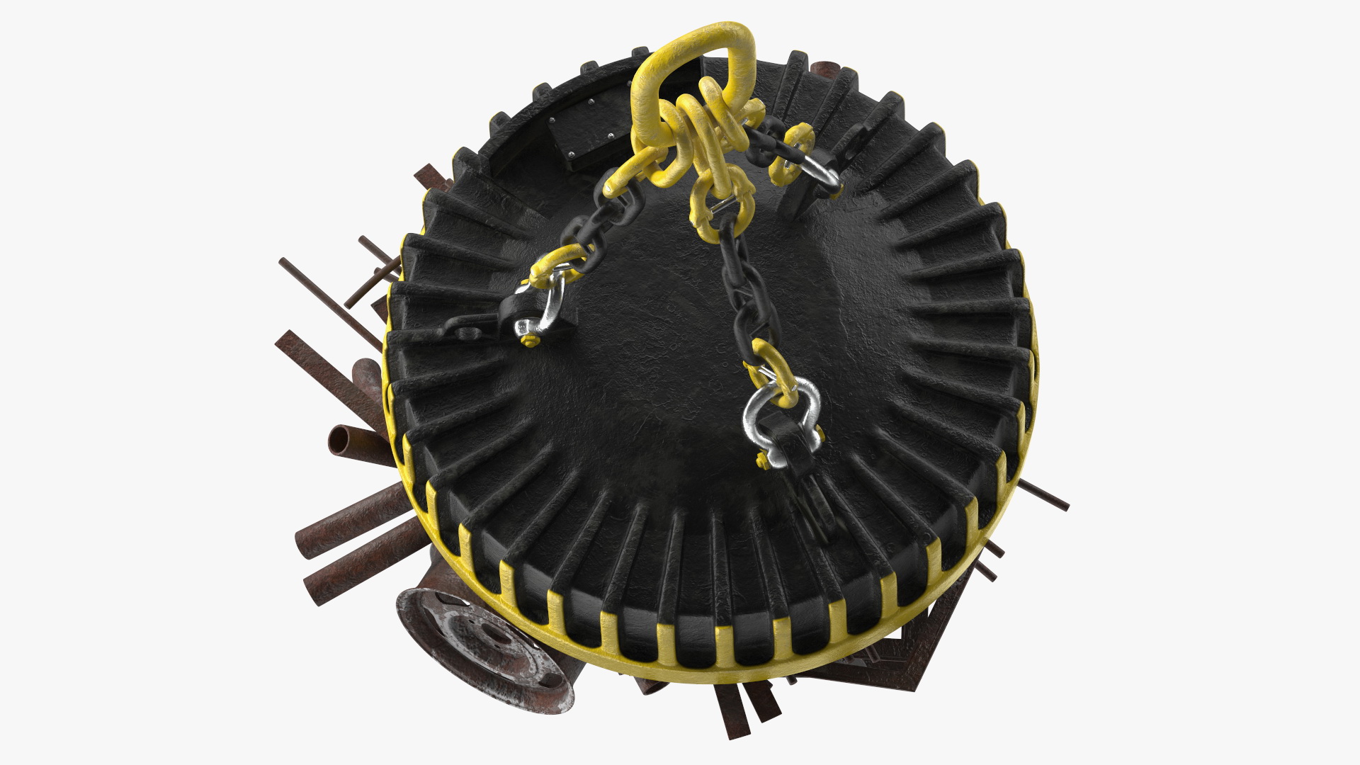 Lifting Industrial Electromagnet With Scrap Metal 3D model