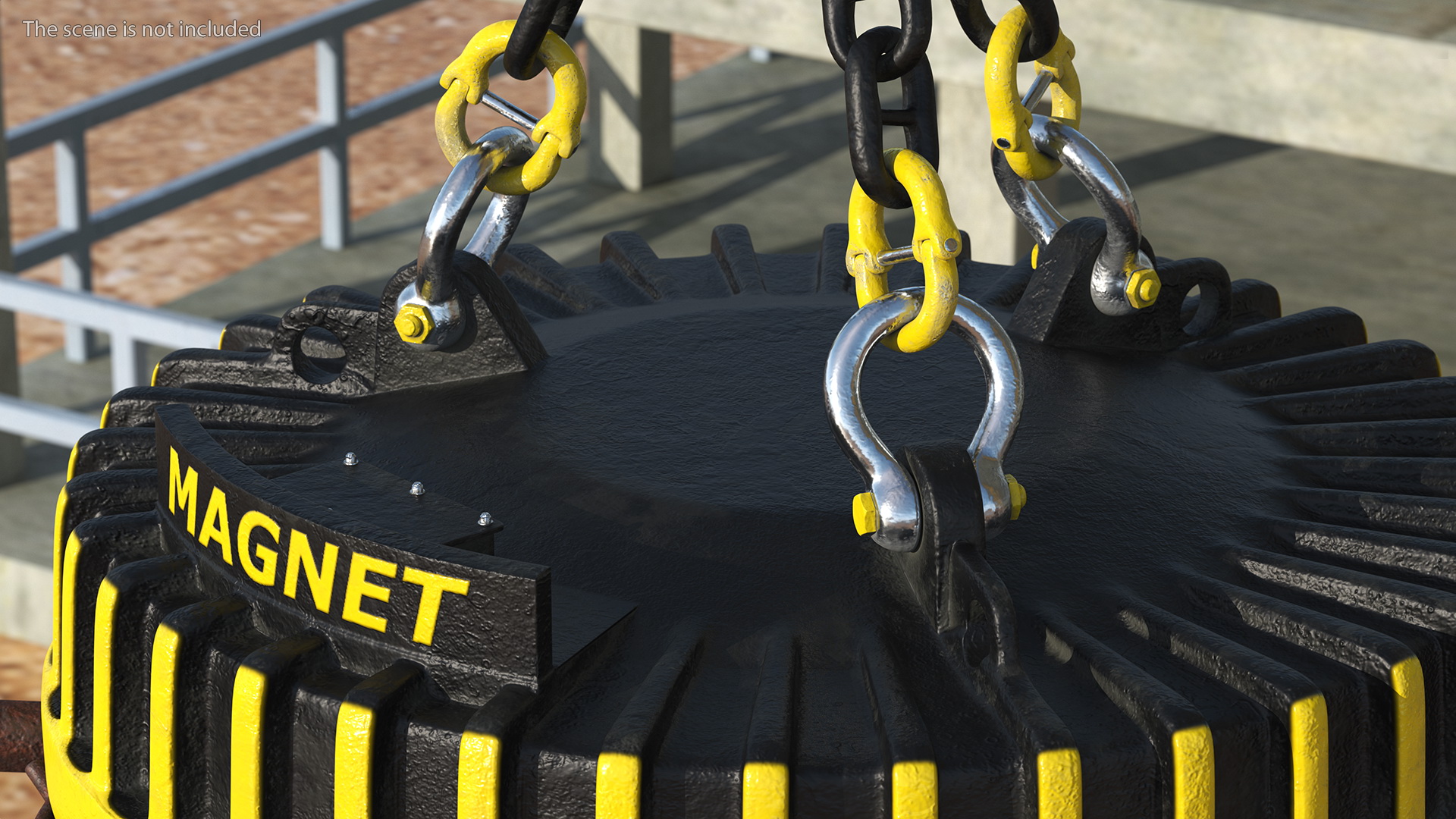 Lifting Industrial Electromagnet With Scrap Metal 3D model