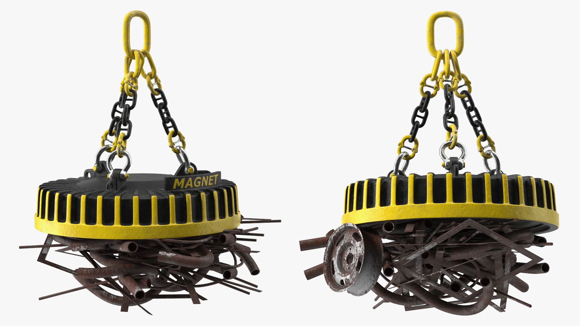 Lifting Industrial Electromagnet With Scrap Metal 3D model
