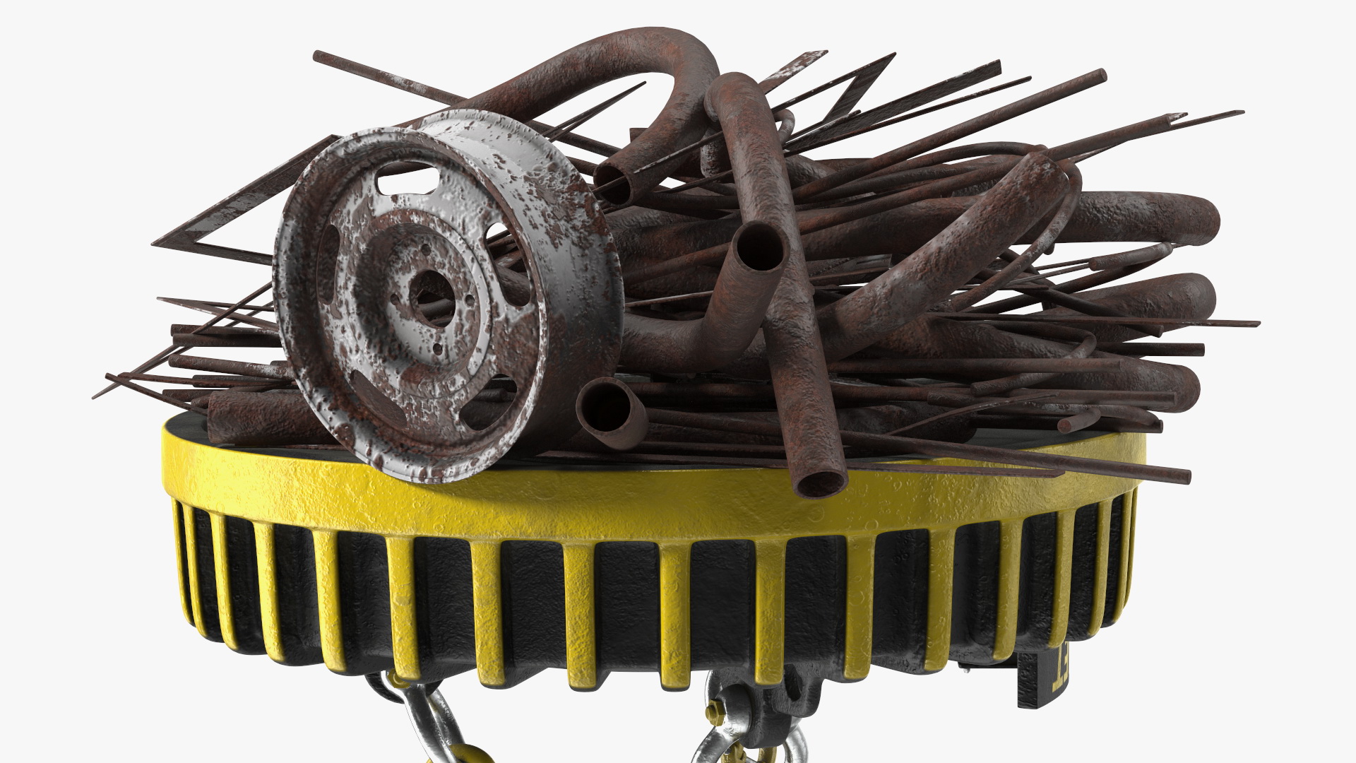 Lifting Industrial Electromagnet With Scrap Metal 3D model