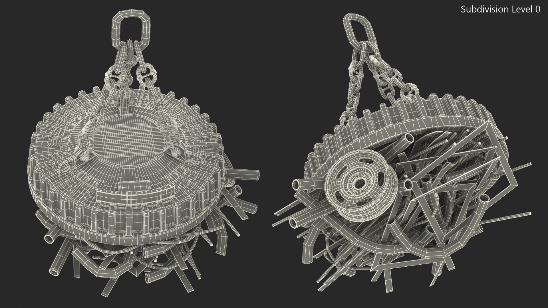 Lifting Industrial Electromagnet With Scrap Metal 3D model
