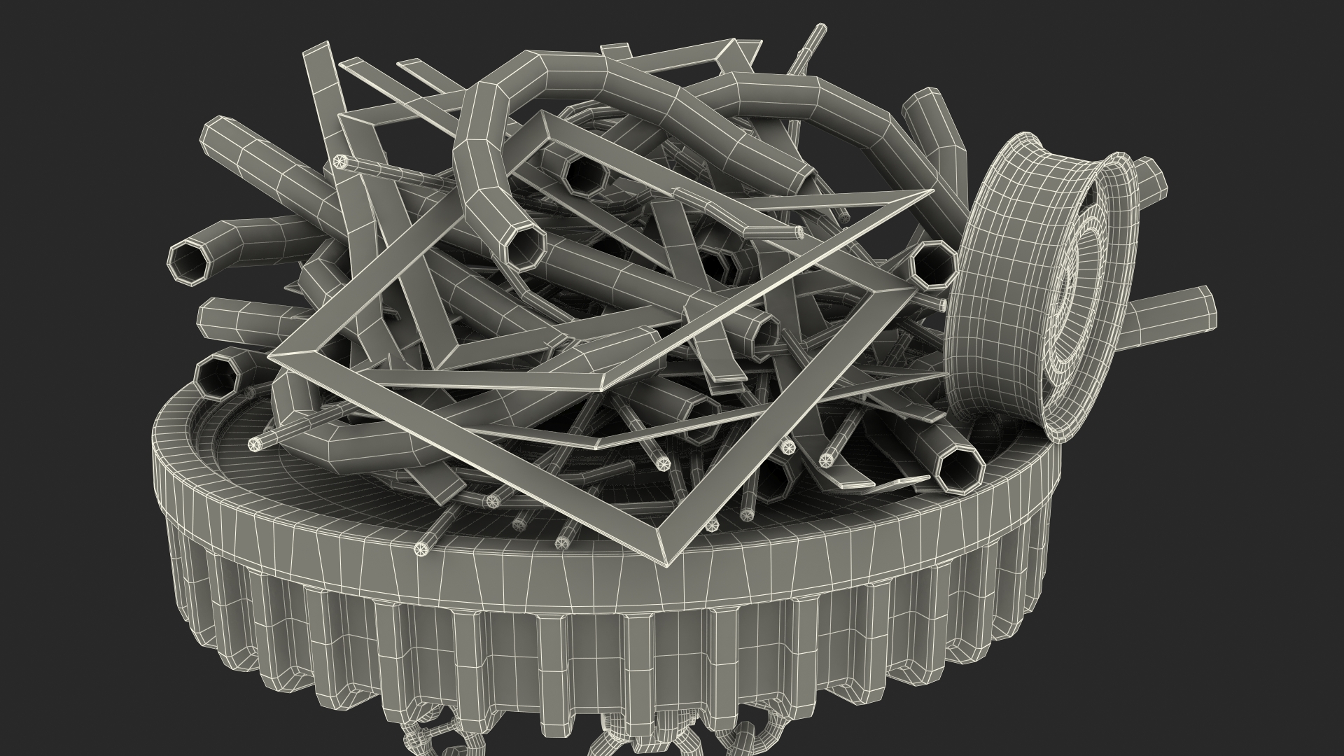 Lifting Industrial Electromagnet With Scrap Metal 3D model