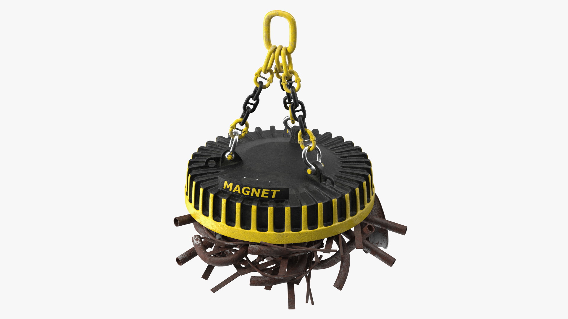 Lifting Industrial Electromagnet With Scrap Metal 3D model
