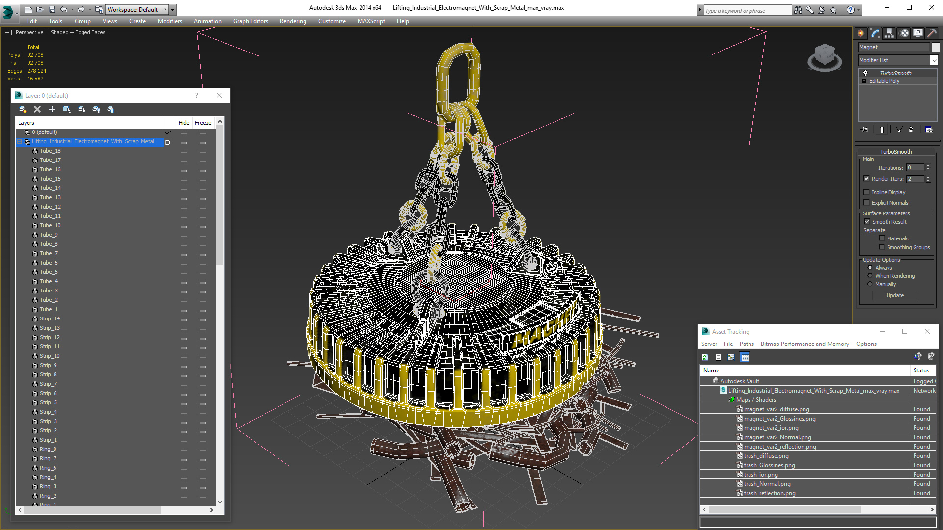 Lifting Industrial Electromagnet With Scrap Metal 3D model