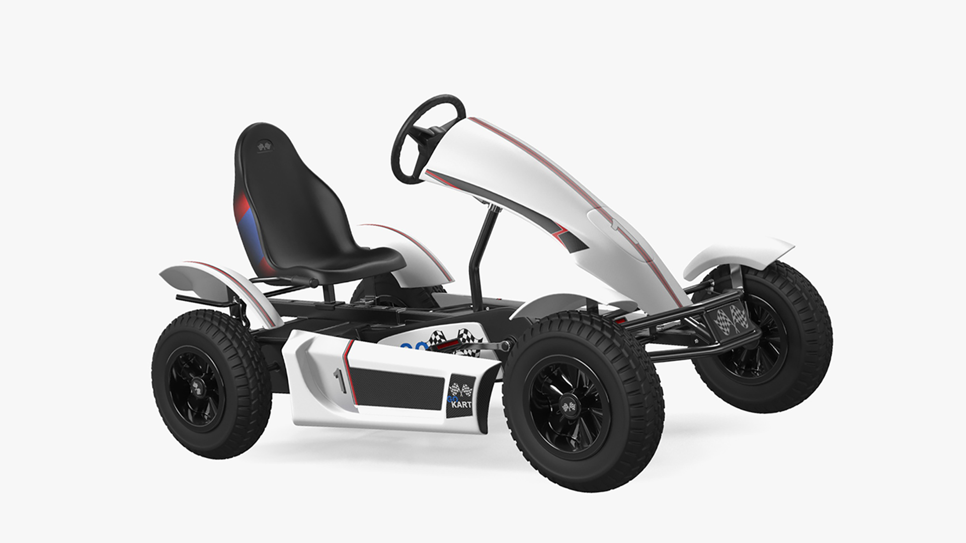 3D White Pedal Go Kart with Frame Race Rigged for Cinema 4D