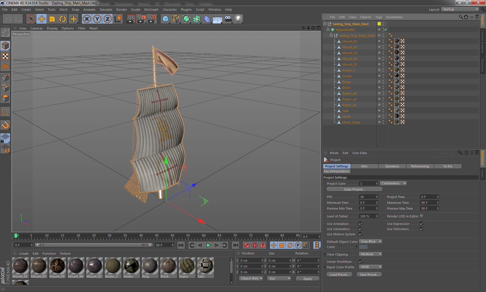 Sailing Ship Main Mast 3D