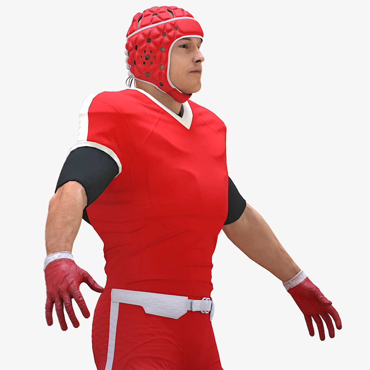 Uniform Football Player with Rugby Helmet Headguard Rigged for Cinema 4D 3D