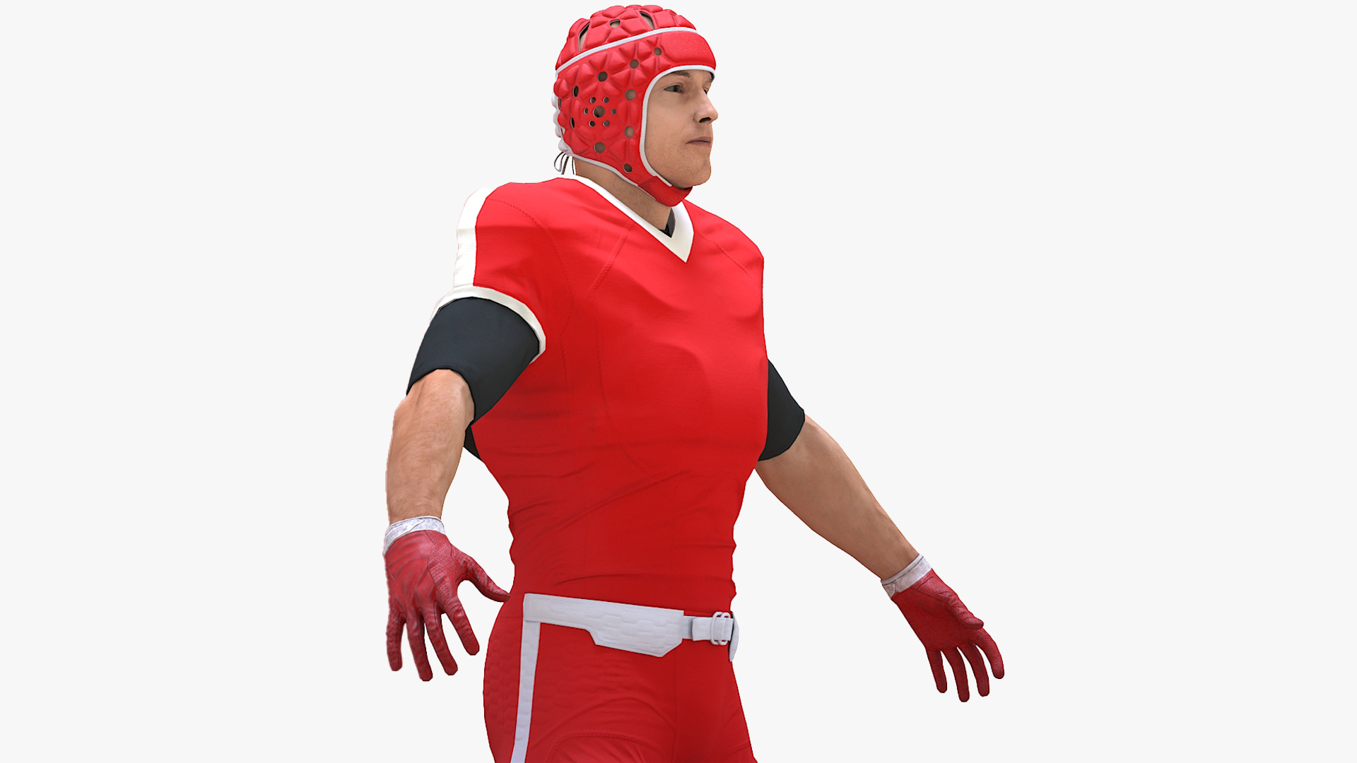 Uniform Football Player with Rugby Helmet Headguard Rigged for Cinema 4D 3D