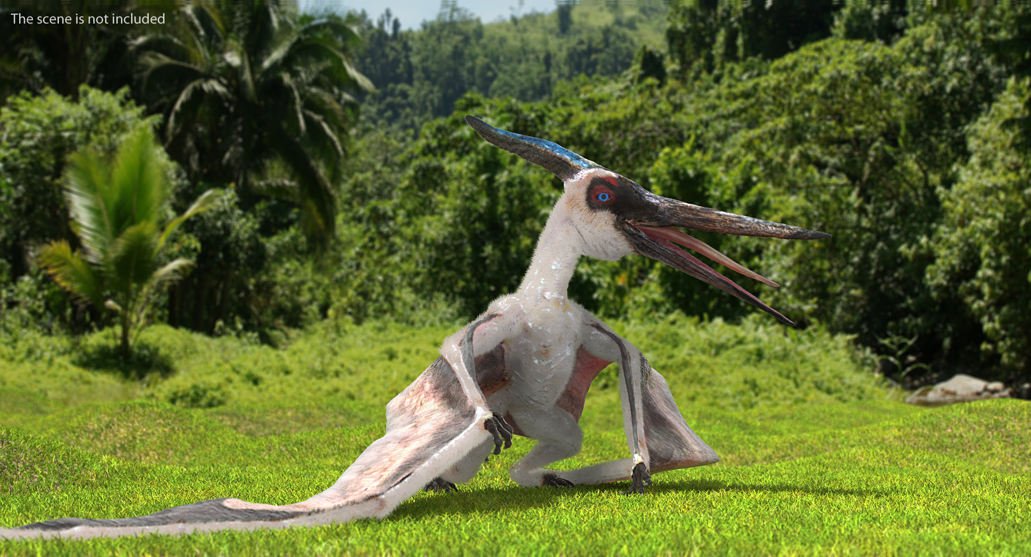 Pterosaur Pteranodon White Rigged with Fur 3D