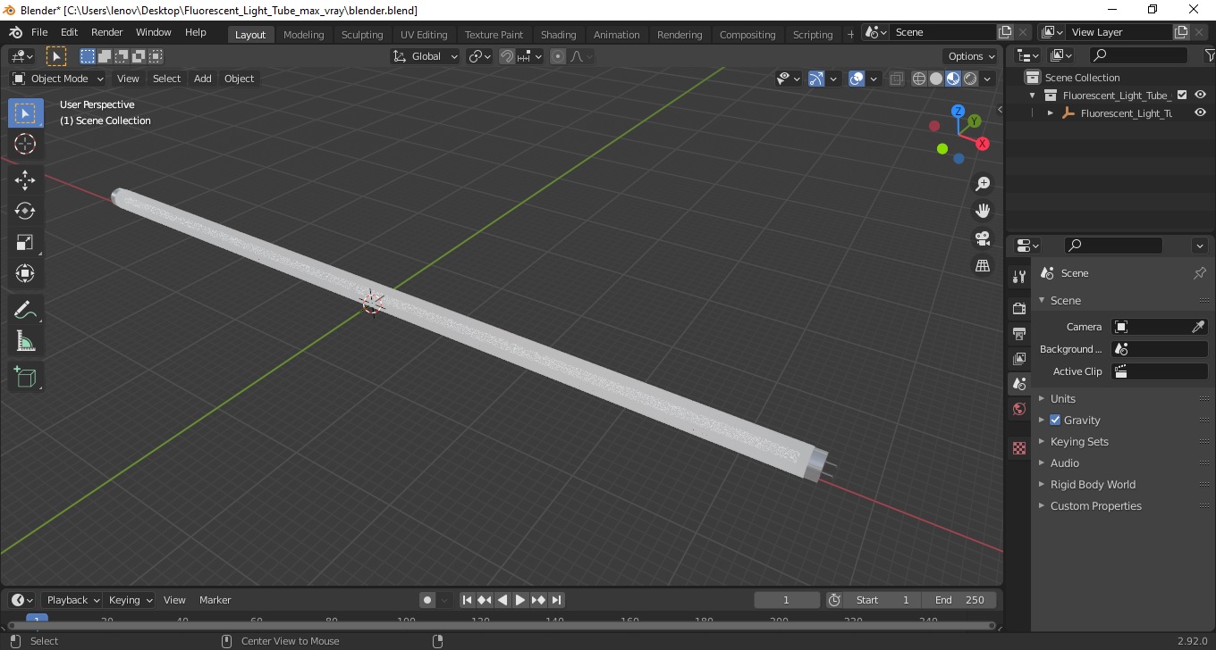 Fluorescent Light Tube 3D