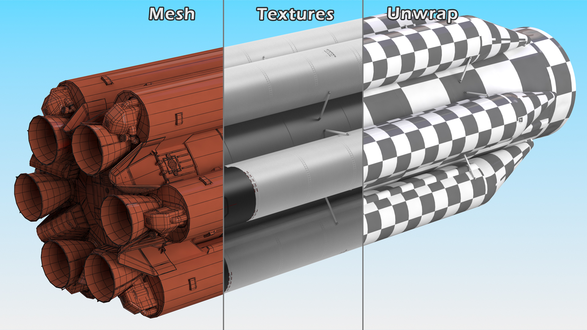 3D Proton M Rocket Stage 1 model