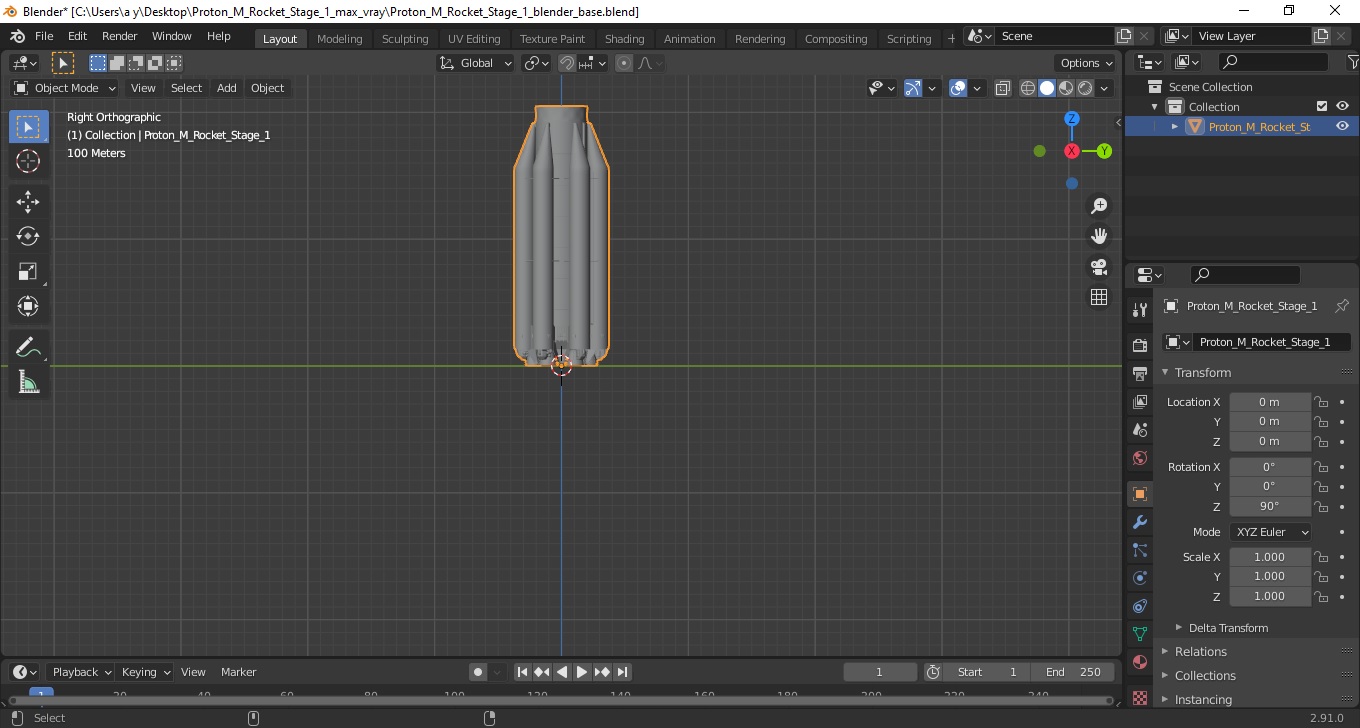 3D Proton M Rocket Stage 1 model