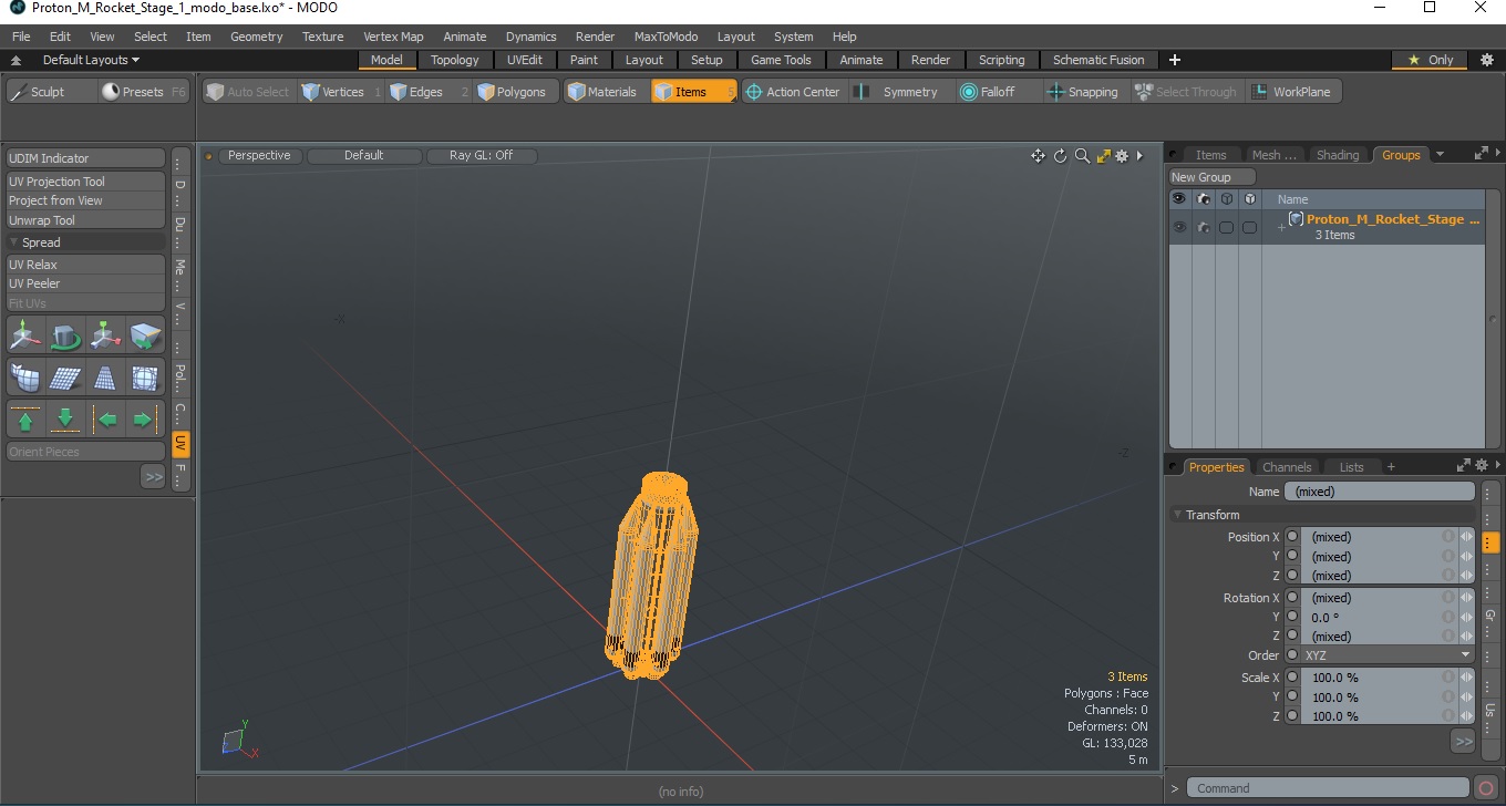 3D Proton M Rocket Stage 1 model